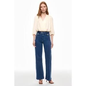 Le Jean Stardust High Rise Wide Leg Blue Denim Retro Trouser Jeans Size 28